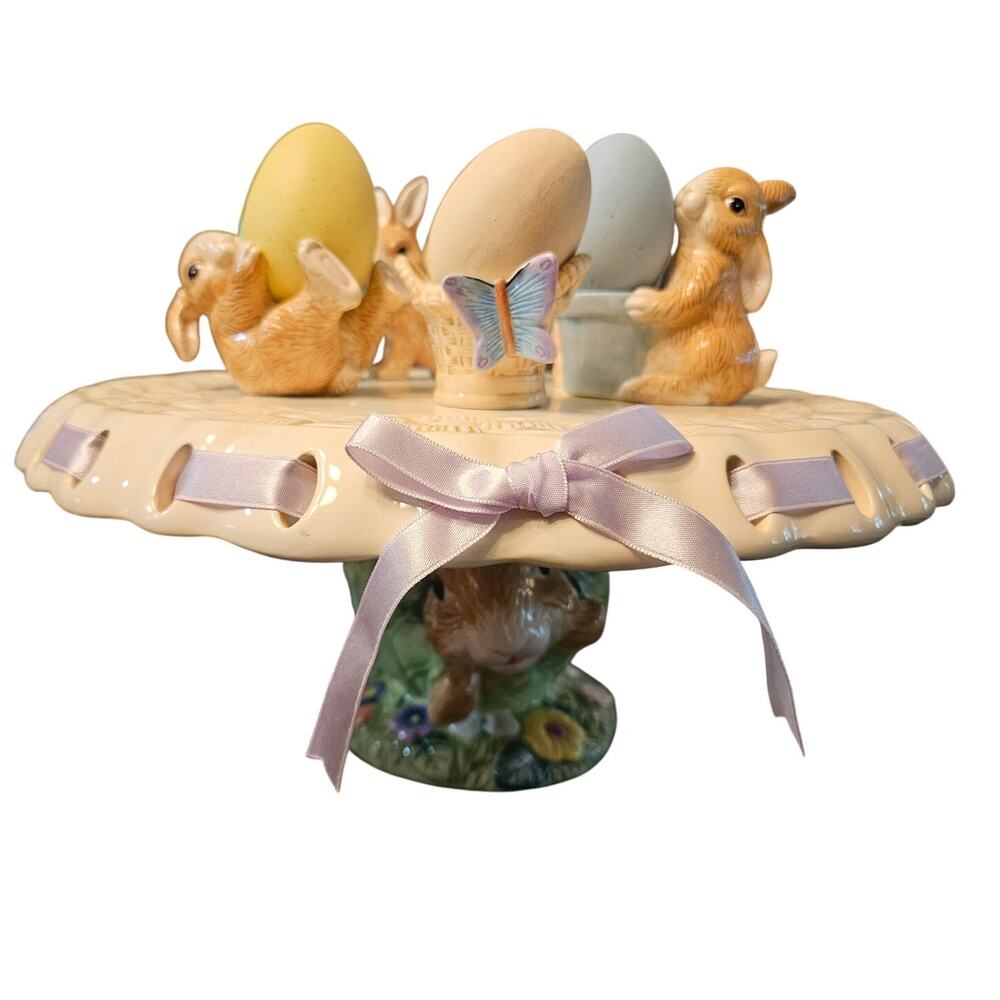 2000 VTG Pristine Ceramic Boxed Easter Egg Display 13pc 6# 12.5x12.5x6"